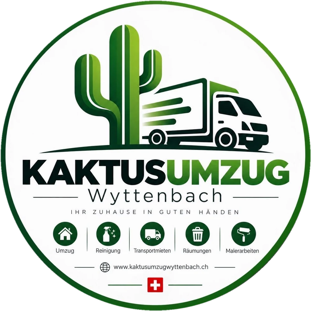 Logo Kaktusumzug Wyttenbach: Kaktus und Lastwagen, Ihr Zuhause in guten Händen